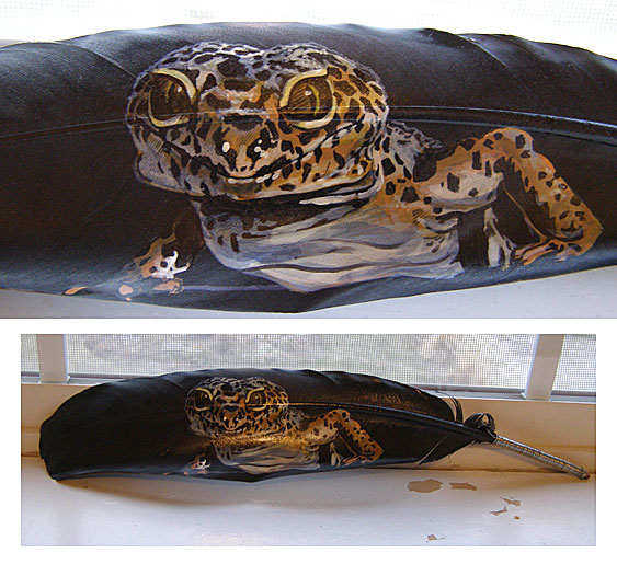 563x515 Leopard Gecko Feather Painting By Novawuff - Leopard Gecko Painting