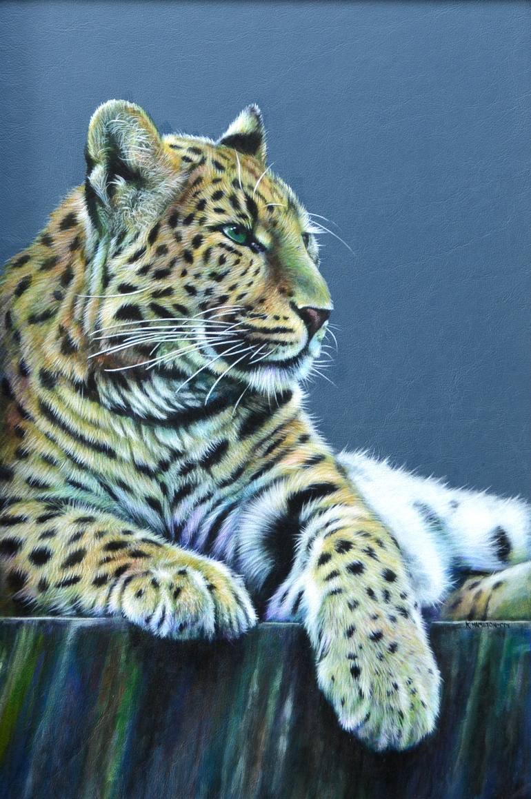 770x1159 Saatchi Art Relaxing Leopard Painting By Karl Hamilton Cox - Leopard Painting