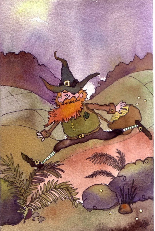 539x800 Leprechaun Art Funny Leprechaun Greeting Card St Patricks - Leprechaun Painting