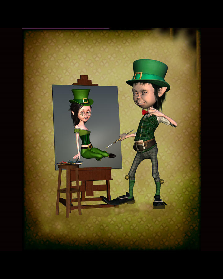 720x900 Leprechaun Painter Digital Art By John Junek - Leprechaun Painting