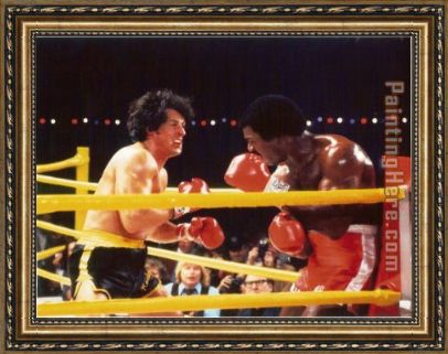 406x321 Leroy Neiman Rocky Ii Vs. Apollo Framed Painting For Sale - Leroy Neiman Rocky Vs Apollo Painting