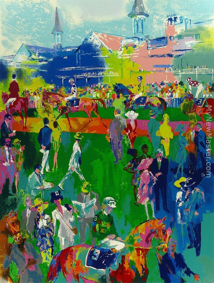 720x950 Leroy Neiman Derby Day Paddock Painting - Leroy Neiman Rocky Vs Apollo Painting Original
