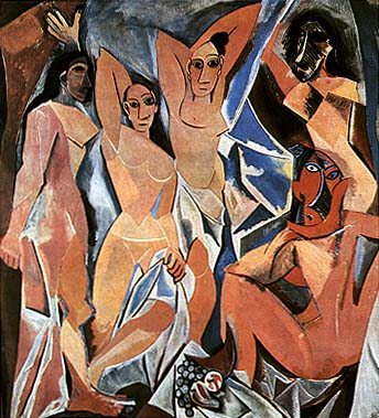 344x379 Les Demoiselles D'Avignon - Les Demoiselles Davignon Painting