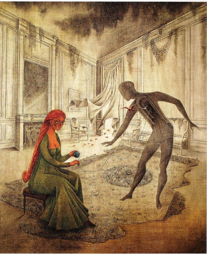 700x861 Thoughts And Opinions Upon Seeing This Painting (Remedios Varo - Les Feuilles Mortes Painting