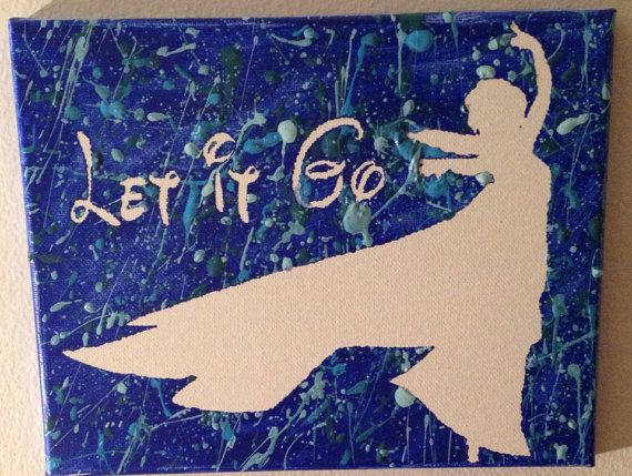 570x429 Silouette Of Frozen's Elsa Let It Go Canvas 8x10 By Misscraftygg - Let It Go Painting
