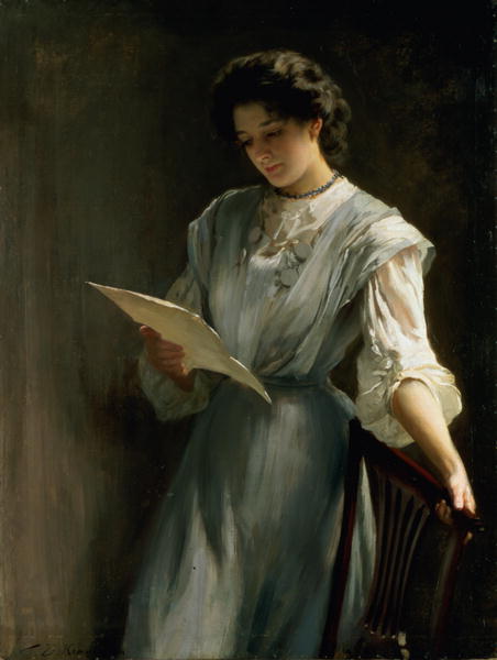 452x600 Reading The Letter Painting Thomas Benjamin Kennington Oil Paintings - Letter A Painting