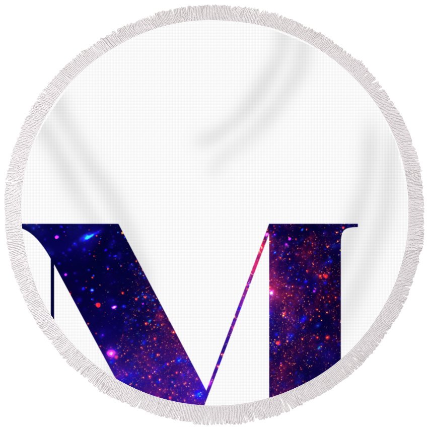850x850 Letter M Galaxy In White Background Round Beach Towel For Sale By - Letter M Painting