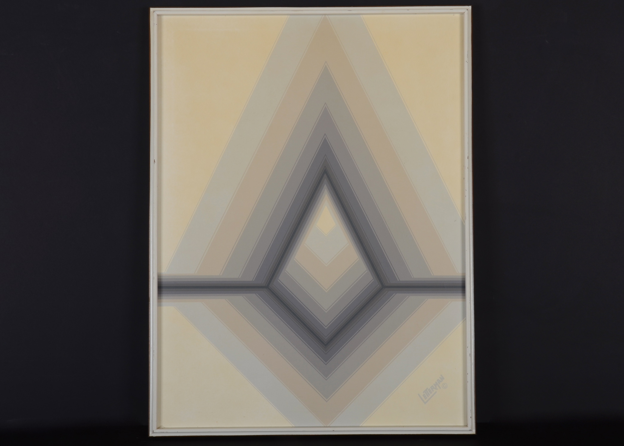 2089x1492 Mod Geometric Op Art Letterman Acrylic On Canvas Ebth - Letterman Art Painting