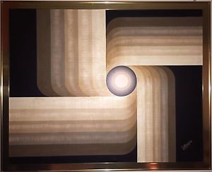 300x244 Vintage Mid Century Modern Letterman Painting Geometric Art - Letterman Art Painting