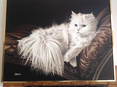 400x299 Vintage The Resting Cat Oil Cashmere Painting By Letterman - Letterman Oil Painting