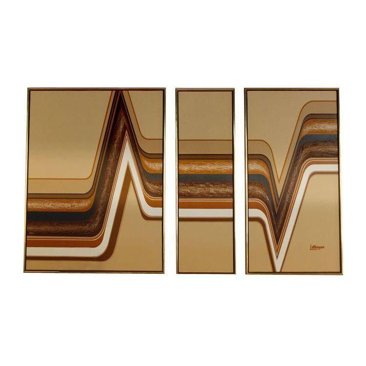 750x750 Mid Century Triptych Painting By Letterman Triptych - Letterman Painting