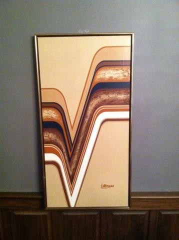 358x480 Vintage Letterman Painting On Canvas Abstract Modern Art Framed - Letterman Painting