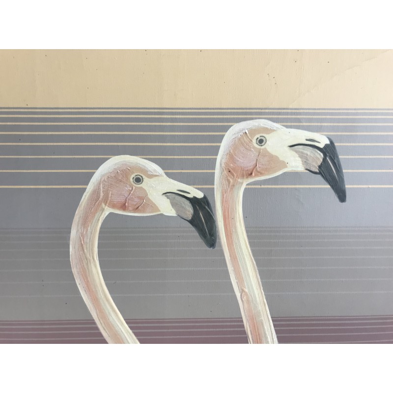 800x800 Vintage Oil On Canvas Flamingos By Letterman - Letterman Painting On Canvas