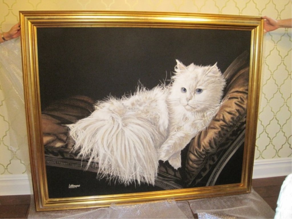 1024x768 Purr Fect Vintage Cat Painting Signed Letterman - Letterman Painting Value