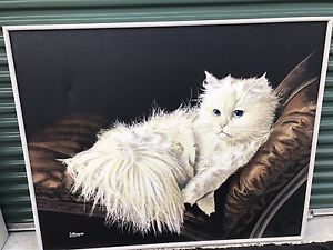 300x225 Vintage The Resting Cat Oil Cashmere Painting By Letterman Ebay - Letterman Painting Value