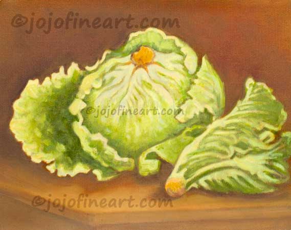 569x450 Fruits Amp Vegetable Paintings Art By Joanne Witalec - Lettuce Painting