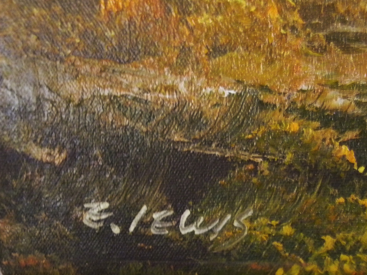 1200x899 Original Oil Painting Of The Mountains By E.lewis Help - Lewis Painting