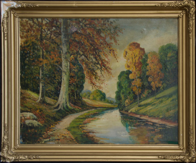 650x541 Rare Original Autumn Landscape Oil Painting By Lewis A Ramsey - Lewis Painting