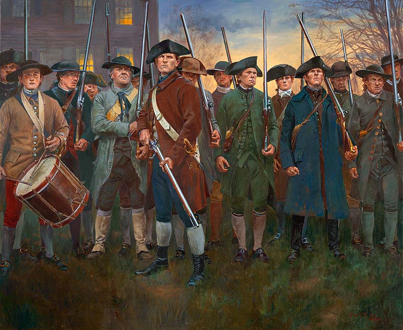 800x655 Shot Heard Round The World Start Of American Revolution 1775 - Lexington And Concord Painting