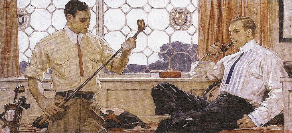 1024x469 J.c. Leyendecker Gentlemen With Golf Clubs 1909 Painting Gallery - Leyendecker Painting