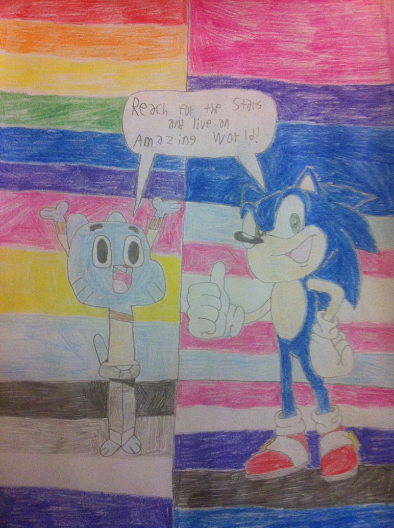 772x1034 Lgbt Pride With Sonic And Gumball By Bluehedgehog1997 - Lgbt Painting