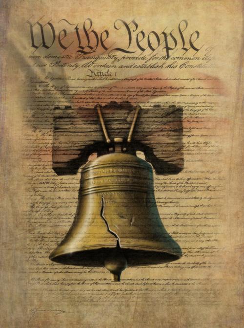 500x671 Constitution With Liberty Bell Historical ~ Quality Framed Art - Liberty Bell Painting
