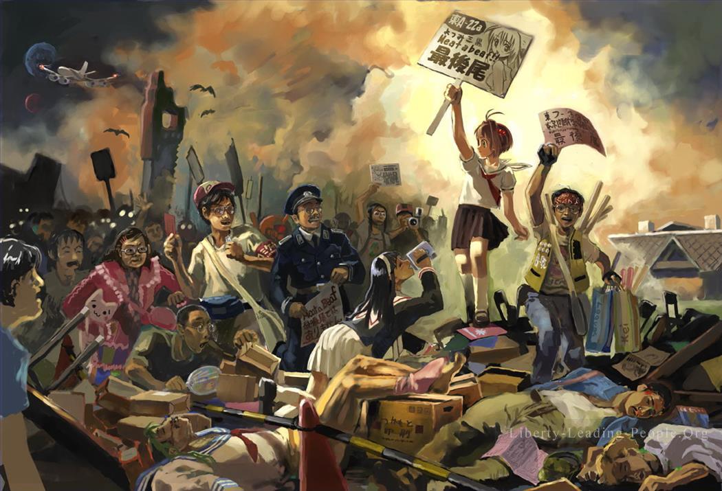 1050x715 Painting Liberty Leading The People Otaku Parody - Liberty Painting