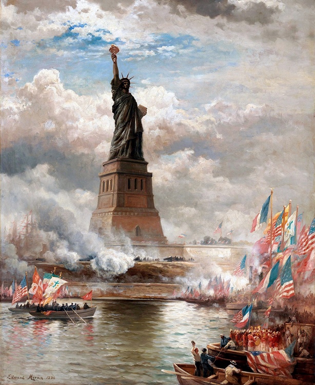 614x750 The Statue Of Liberty Painting By Edward Moran Art Reproduction Ebay - Liberty Painting