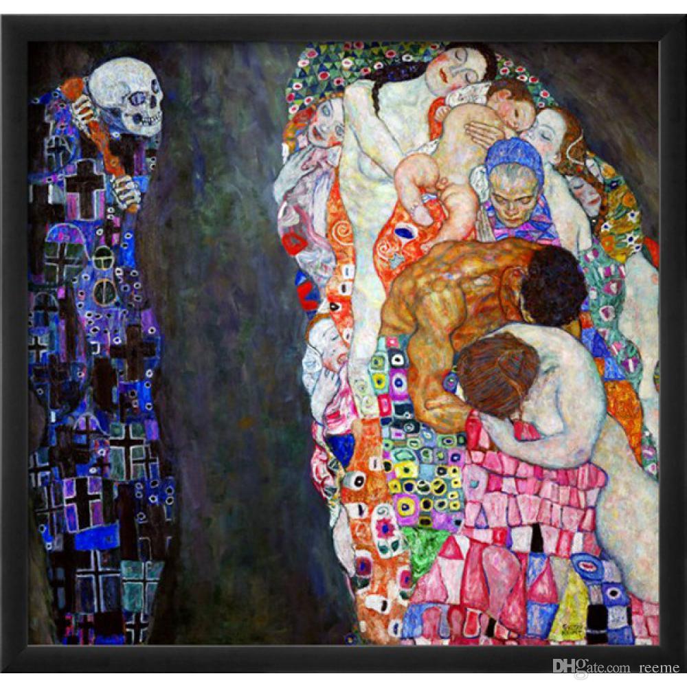 1000x1000 2018 Portrait Paintings Gustav Klimt Life And Death Art For Wall - Life And Death Painting