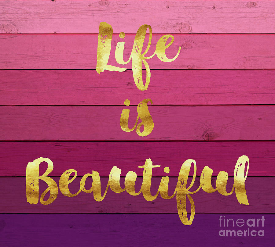 900x810 Life Is Beautiful Ombre Painted Wood, Gold Paint Handwriting - Life Is Beautiful Painting