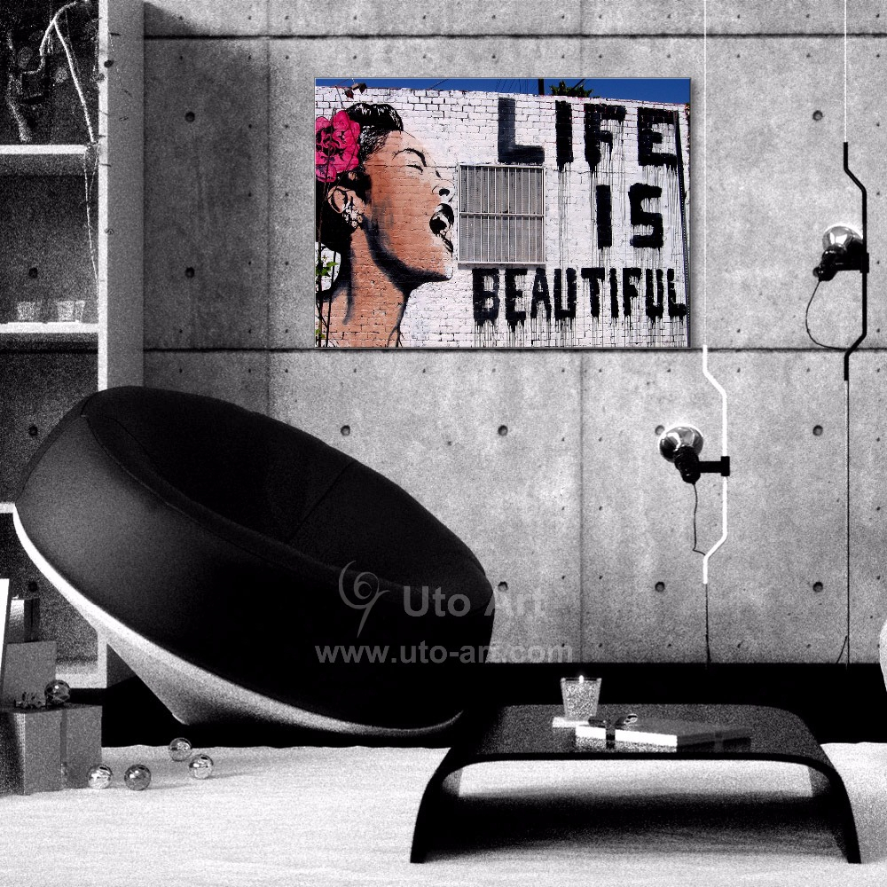 1000x1000 Life Is Beautiful Painting Guarantee Banksy Canvas Art Painting - Life Is Beautiful Painting
