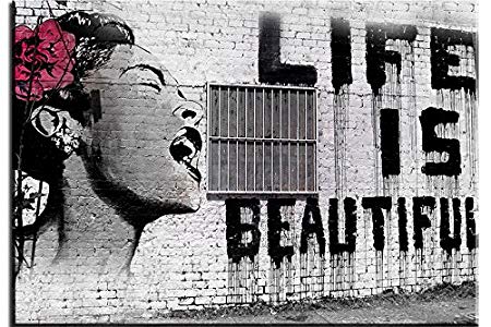 450x300 Piy Painting Graffiti Big Canvas Print Life Is Beautiful Hope Hd - Life Is Beautiful Painting