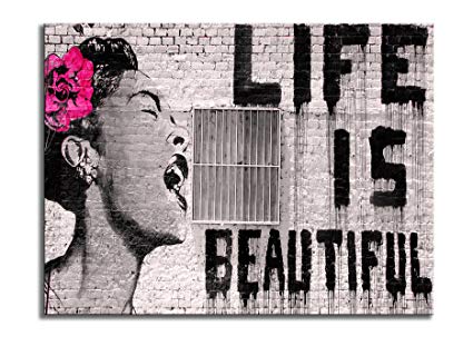 425x320 Wieco Art Banksy Life Is Beautiful Modern Gallery - Life Is Beautiful Painting