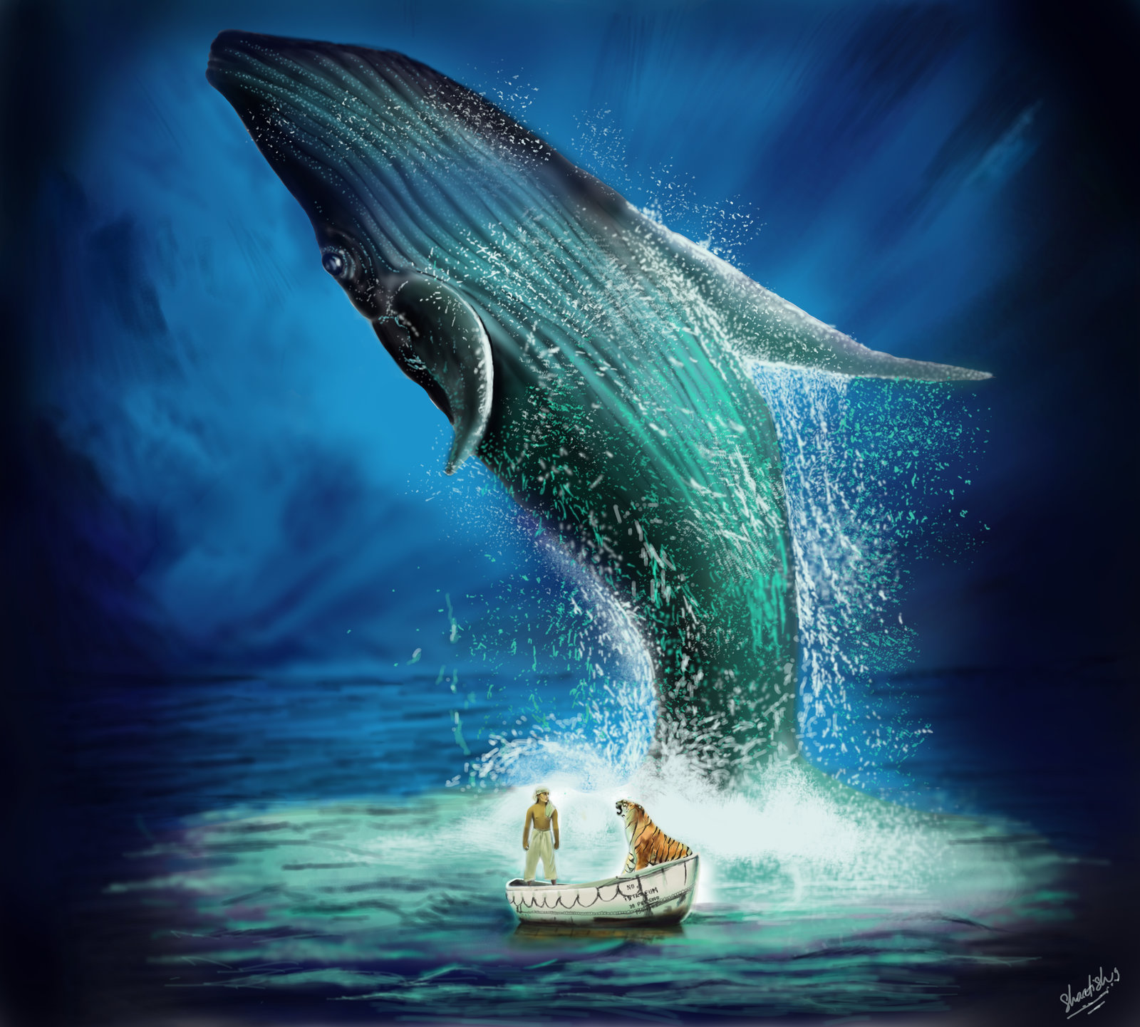 1600x1442 Life Of Pi By Shaatish - Life Of Pi Painting