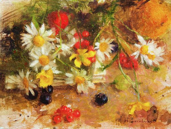 599x451 Flower Art Collection Floral Paintings Happiness Is Being The Real - Life Painting