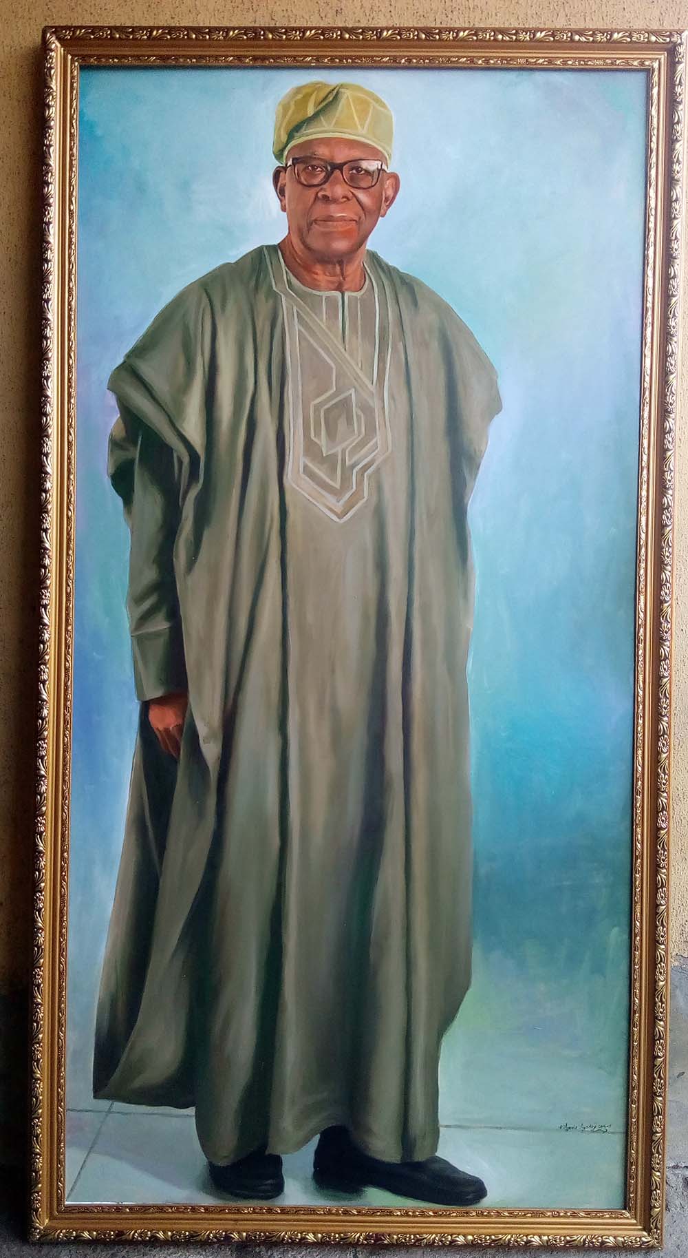 1000x1827 Chief Michael Ade Ojo Lifesize Portrat Painting By Artist Ayeola - Life Size Painting