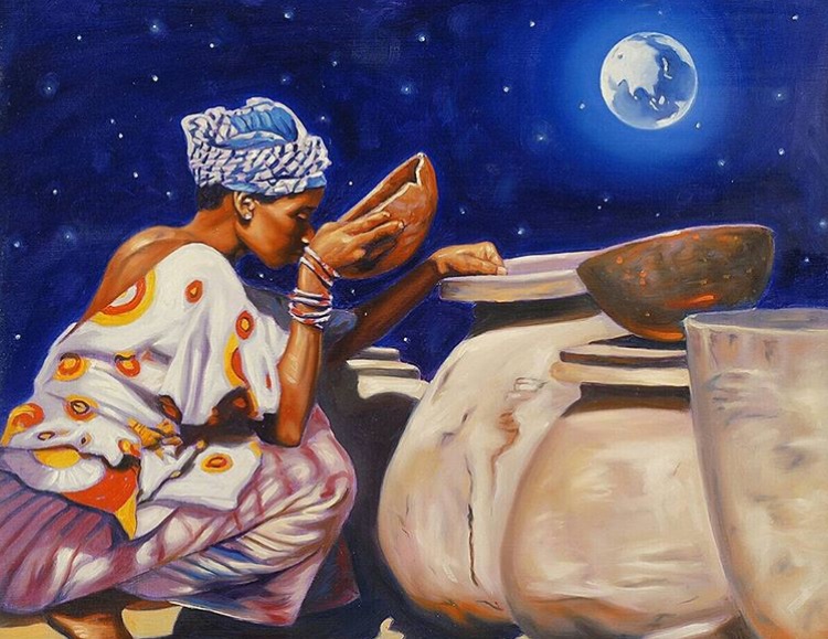 750x579 African Lifestyle Paintings By Ali Hassoun Farabale Africa - Lifestyle Painting