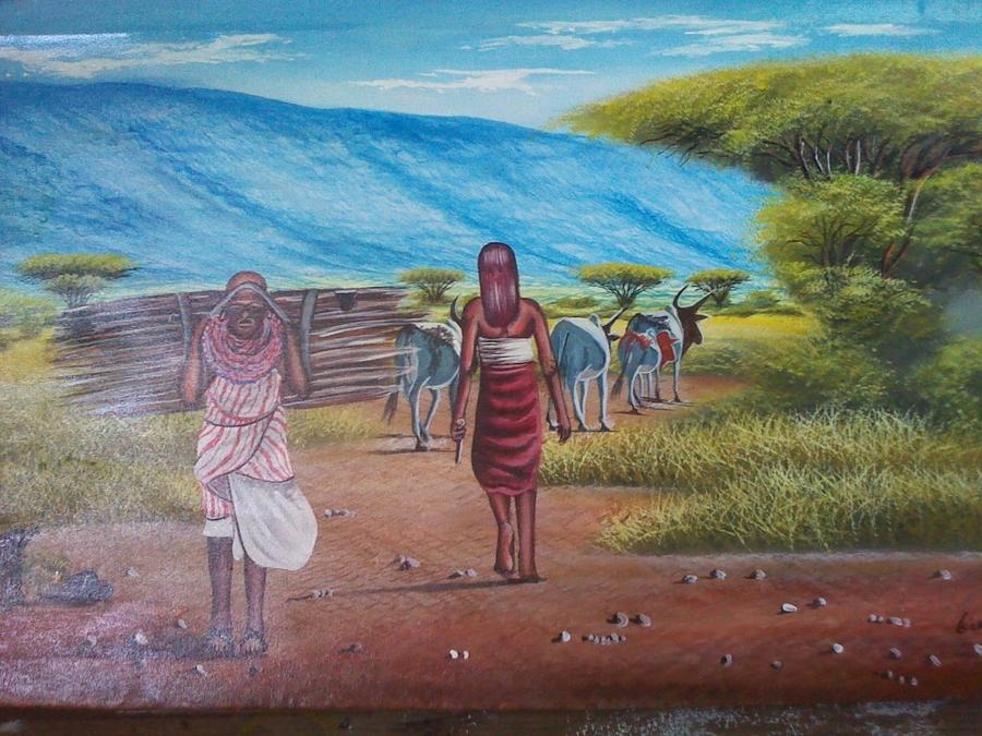 900x675 African Traditional Lifestyle Painting By John - Lifestyle Painting