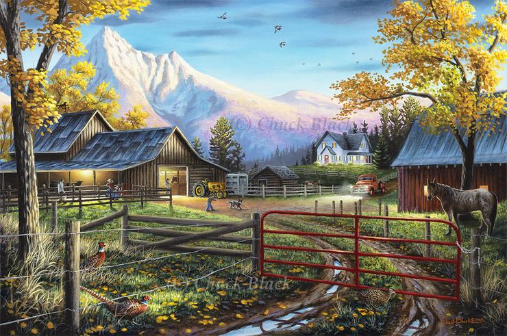 740x491 Ranch Life Landscape Painting - Lifestyle Painting