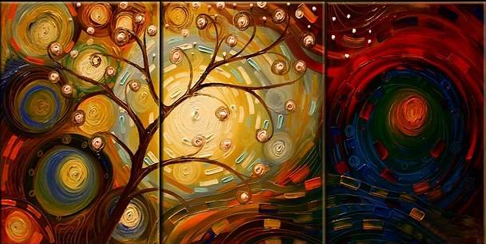 998x501 Light And Dark Collides 3 Piece Set Painting - Light And Dark Painting