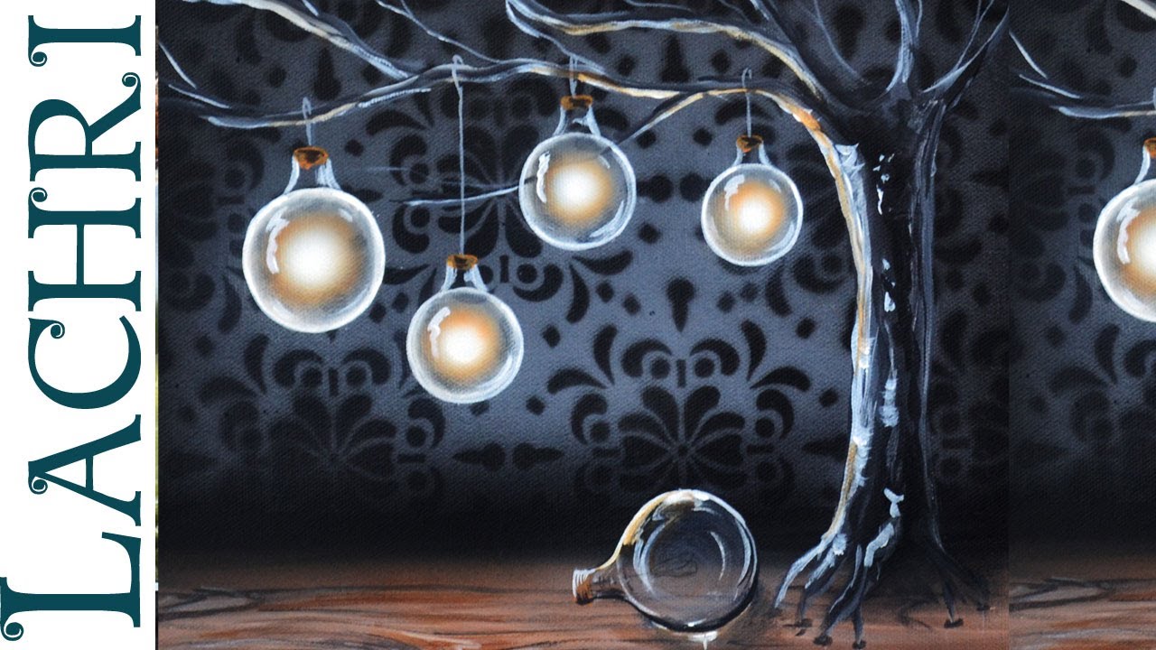 1280x720 Surreal Light Bulbs On A Tree Acrylic Painting With Airbrushing By - Light Bulb Painting