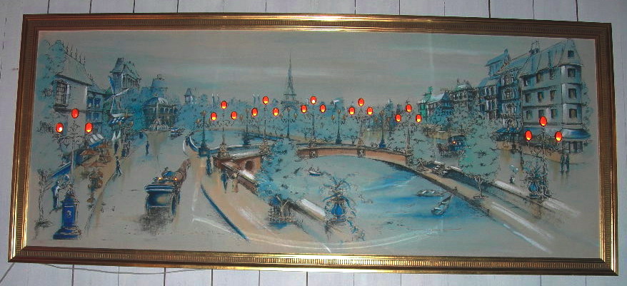 878x401 Vintage Light Up Painting Of Paris Street Scene Nvision - Light Up Painting