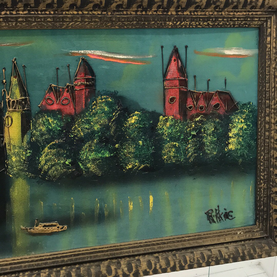 900x900 Vintage Light Up Painting Of A City In Old London By Rikkie - Light Up Painting