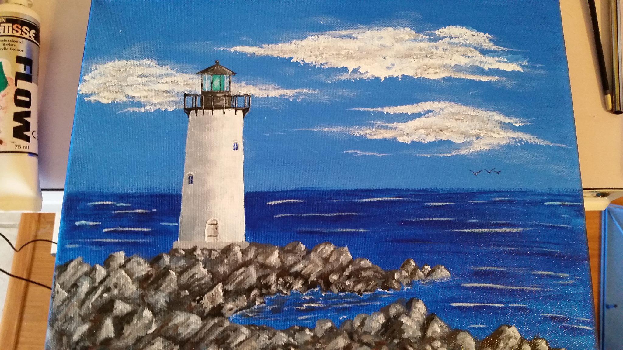 2048x1152 Lighthouse 3rd Acrylic Painting - Lighthouse Acrylic Painting