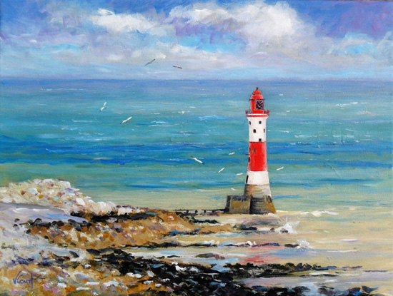 550x415 Ringwood Art Society Hampshire Ras Artist Demonstrations - Lighthouse Acrylic Painting