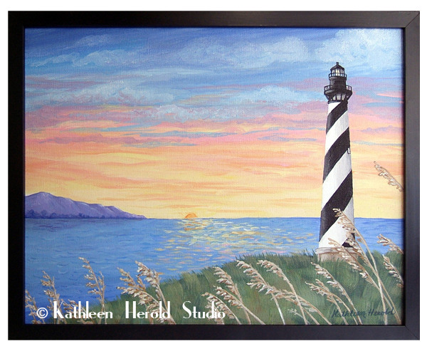 600x493 Cape Hatteras Light, N.c. Acrylic Kathleen Herold Studio - Lighthouse Acrylic Painting