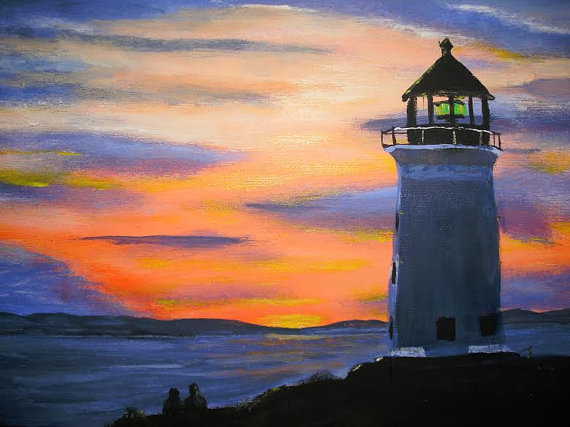 570x427 Items Similar To On Sale Lover's Lighthouse. Acrylic Painting - Lighthouse Acrylic Painting