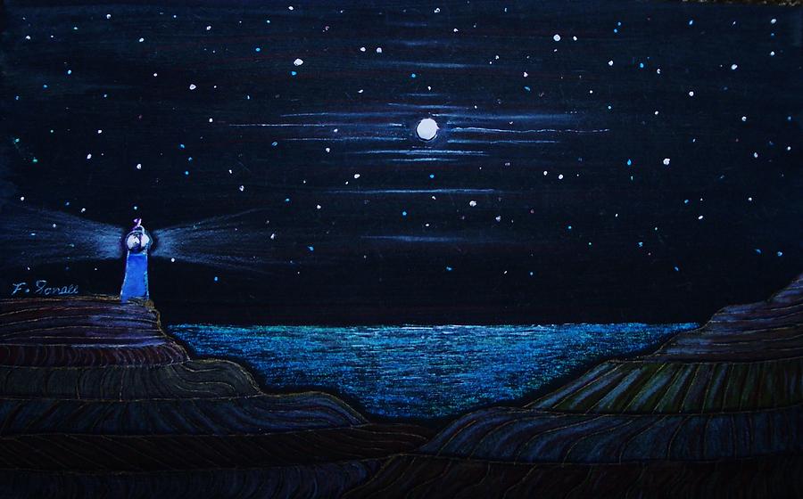 900x560 Lighthouse Painting By Farshad Sanaee The Apple - Lighthouse At Night Painting