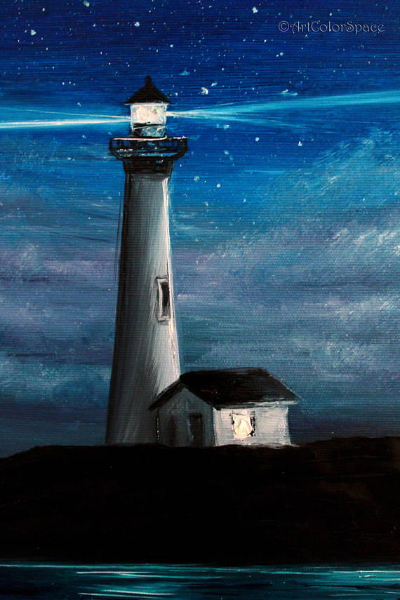 Lighthouse At Night Painting At Paintingvalley Com Explore Collection Of Lighthouse At Night Painting