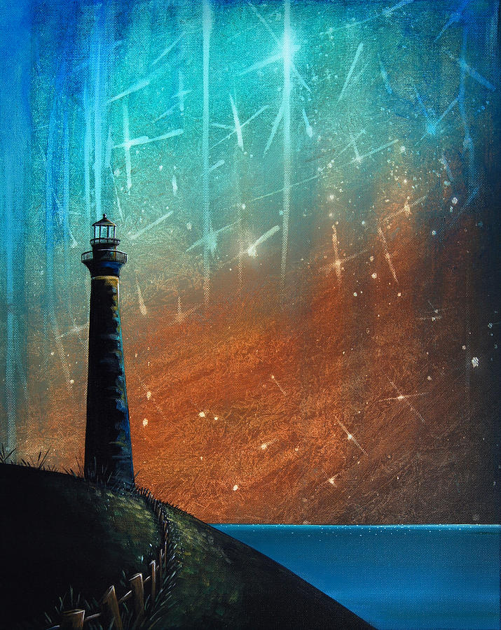 715x900 Such A Night As This Painting By Cindy Thornton - Lighthouse At Night Painting